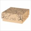 Box with a Lid 20x20x8,5 cm (width x length x height/ inner sizes) print Flowers-1 21,5x21,5x8,8 cm outer sizes, 3-layer corrugated cardboard ca 1,5 mm brown/brown